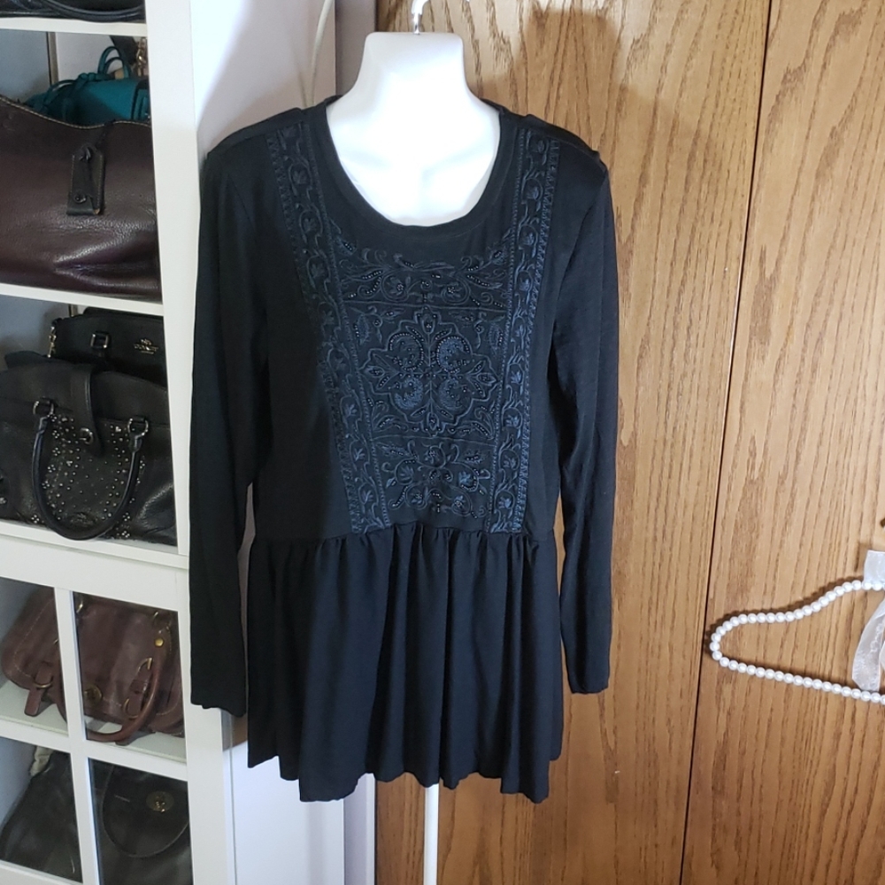 LOGO by Lori Goldstein tunic black medium M